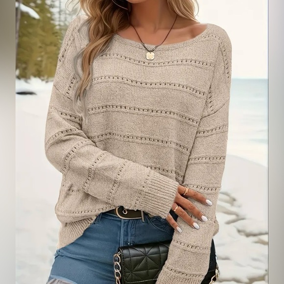 Sweaters - Women's Beige Knit Sweater